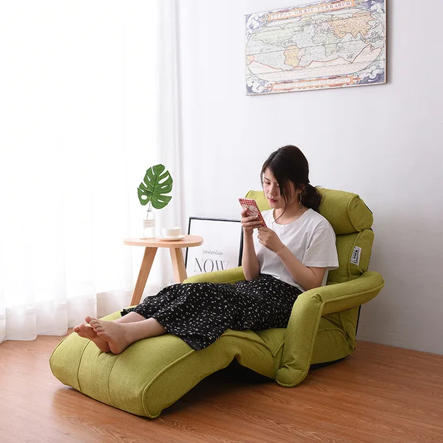 Online Floor Foldable Chaise Lounge Chair Green Adjule Image