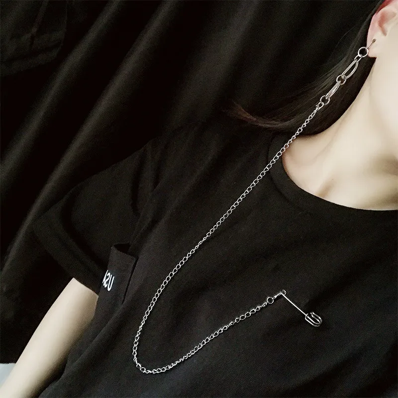 

Statement Pendant Double D Long Chain Stud Earrings Ear Plugs Piercing Jewelry Stainless Steel Girl Women Ear Decoration Party