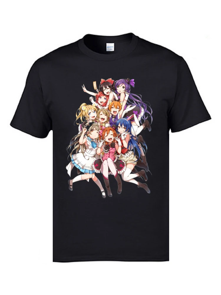 Love Live Kawaii 2145 T Shirt Prevailing Short Sleeve 3D Printed All Cotton O-Neck Men Tops T Shirt Tops Shirt Autumn Love Live Kawaii 2145 black