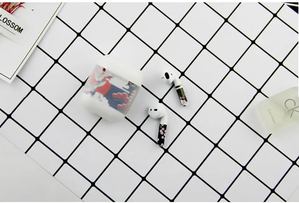 Японский стиль журавль цветочный узор наклейка для Apple Airpods защитный силиконовый чехол Аксессуары для наушников