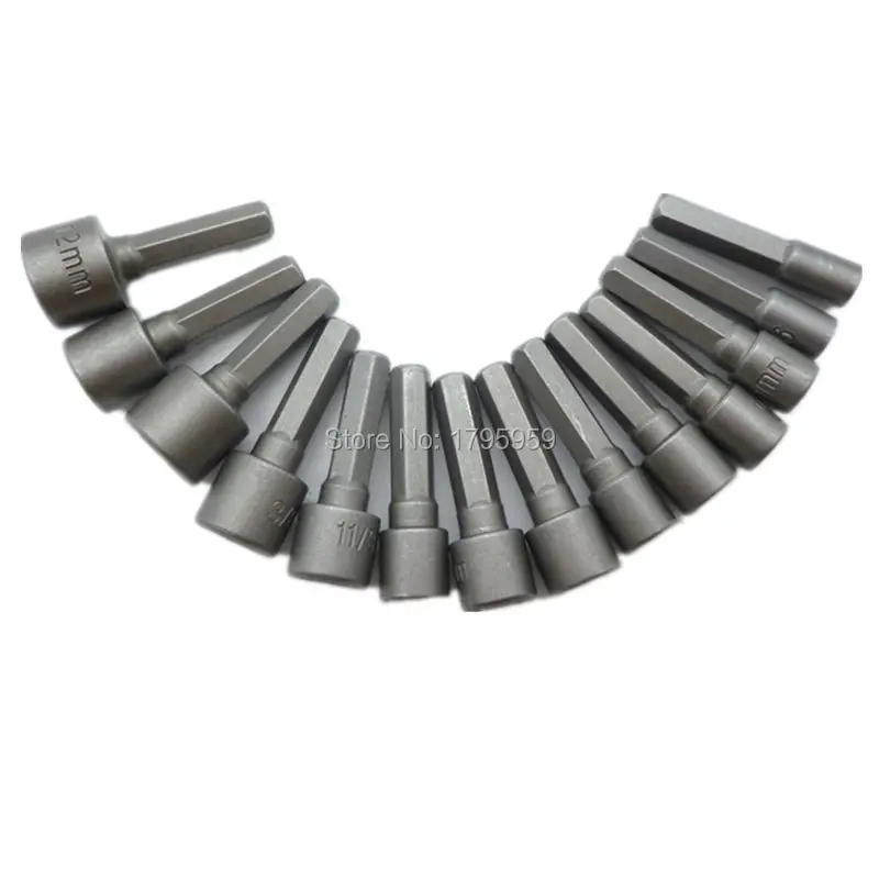14 pc 14 Hex Shank Power Nut Driver Bit Set Metric  SAE Standard Socket Sleeve Power Tools fits most power corded or cordless drill  (2)