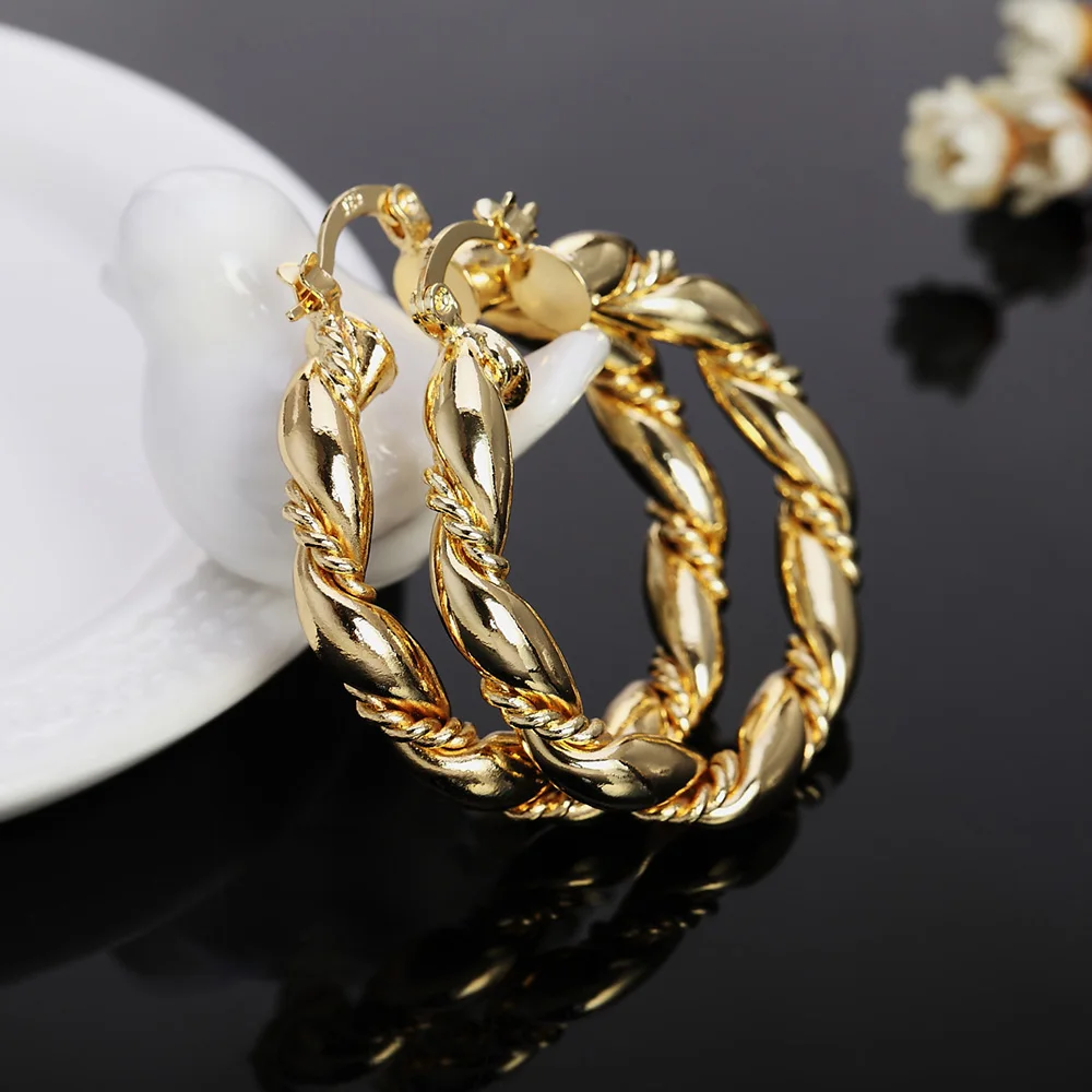 Promotions! Gold Color Earings Fashion Jewelry Casual Cord Hoop Pendientes Jewellery Women Accessories Rope Round Earrings