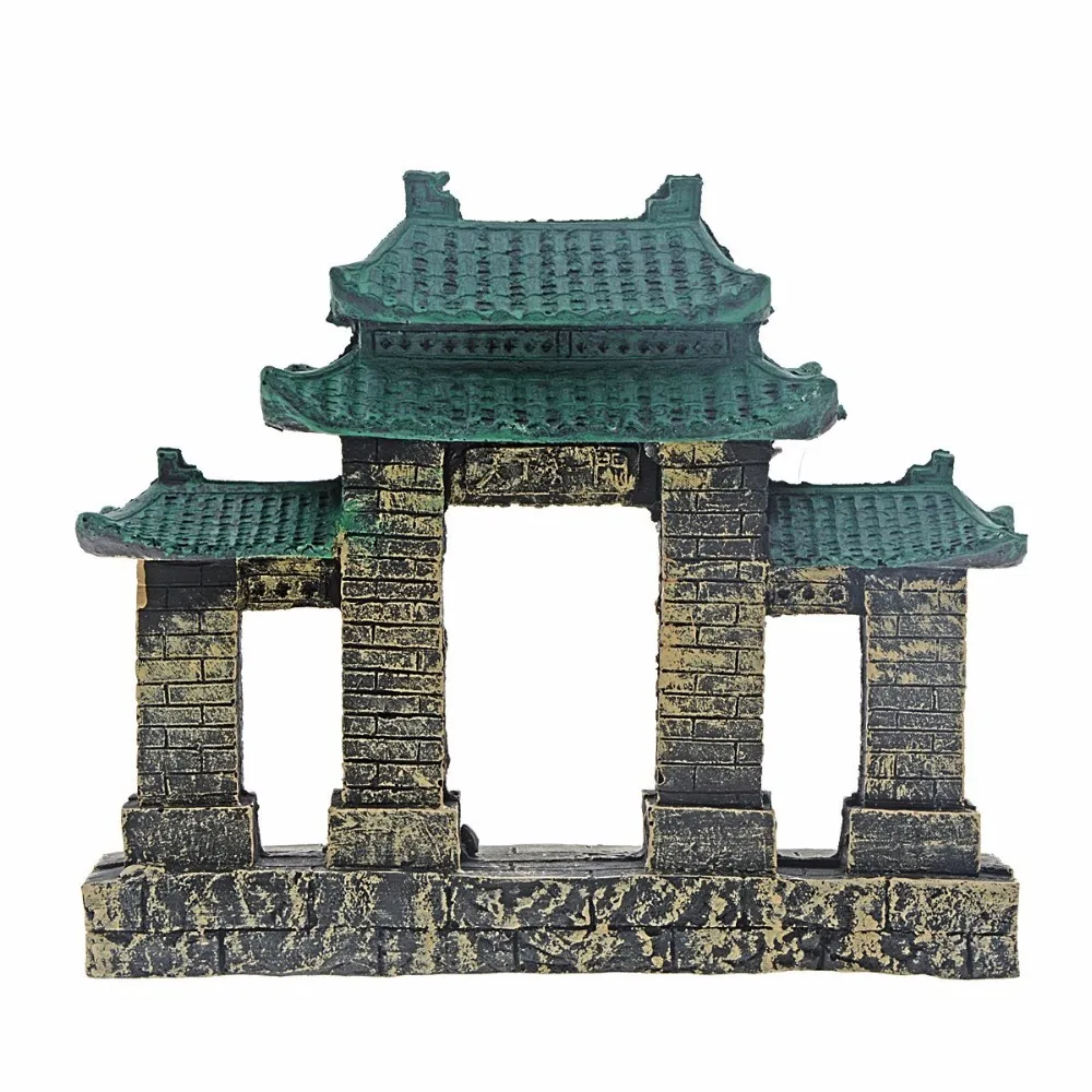 

7.7" Aquarium Decor Resin Gate of Chinese Village For Aquarium Ornaments Acuarios Fish Tank Door And Yard Landscape Decoration