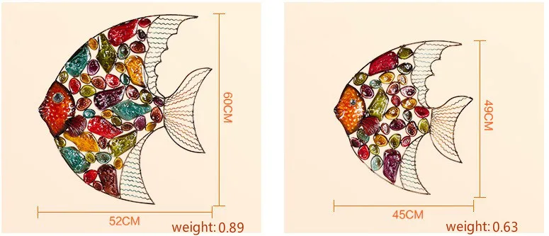 Железная продукция, настенные подвесные украшения в форме рыбы, настенные украшения для телевизора, домашний декор, настенные украшения
