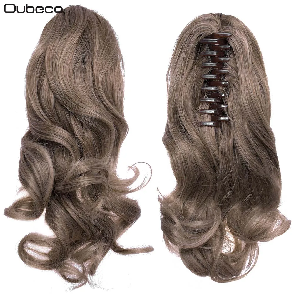 Oubeca, синтетические накладные волосы на заколках, волнистые, конский хвост, короткие, милые, толстые, волнистые, конский хвост, волосы на заколках для наращивания для женщин - Цвет: 10T16
