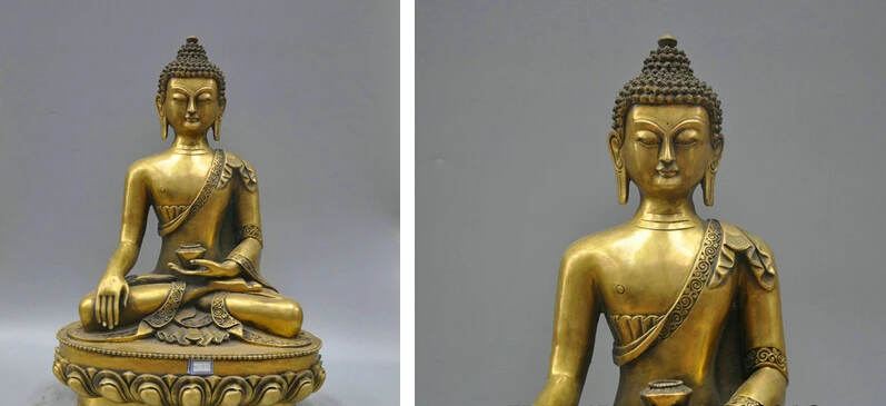 

JP S1150 17 Tibetan Buddhism Bronze Shakyamuni Mahavairocana Buddha Sculpture Statue