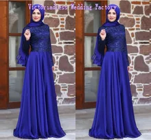 Vestidos Dubai Moroccan Kaftan Abaya Evening Dresses With Muslim Hijab Long Sleeves High Neck Saudi Arabic Islamic Ladies Gowns