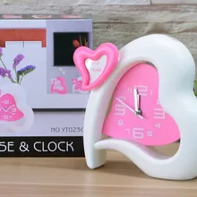 Часы в форме сердца Будильники модное домашнее украшение для стола часы с маленькая фоторамка