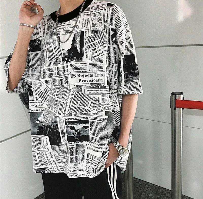 Oversized Mens Graffiti t Shirt Hip Hop Print Hipster Tshirt Men Fashions Street Style  (28)