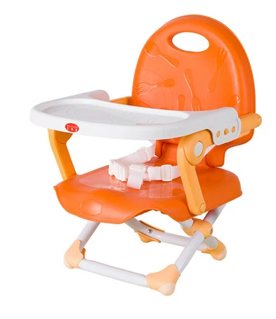 Складное детское кресло-бустер, стол, обеденный стул с пластиной, детский высокий стол, многофункциональные стулья для кормления детей, обеденный стул - Цвет: Orange