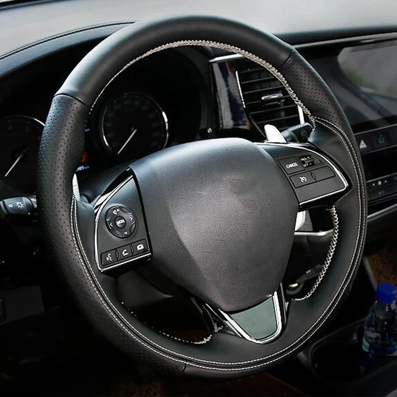 DIY ручной на реальных кожаное рулевое колесо Крышка для Mitsubishi outlander 3 Xpander спортивные Eclipse Cross
