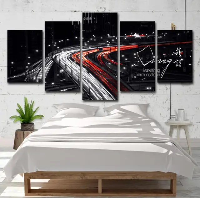 5 Pieces Home Decoration Canvas Painting Abstract Bridge Landscape