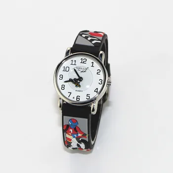 

New Motorcycle Player 3D Black Band Pattern Design Little Girl Children Students Boy Women Wrist Watch Waterproof Clock Reloj