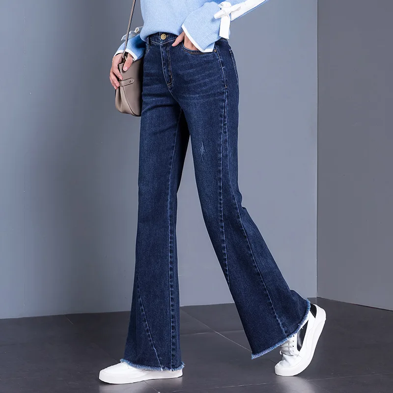 

Women High Waist Jeans Vintage Fashion Wide Leg Denim Trousers Formal Office Lady High Waist Business Casual Cowboy Pant