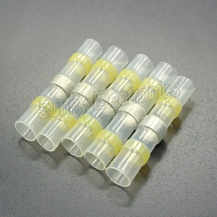 100 x 6mm Yellow AWG 12 10 Heat Shrink Solder Sleeve Seal Wire Splice