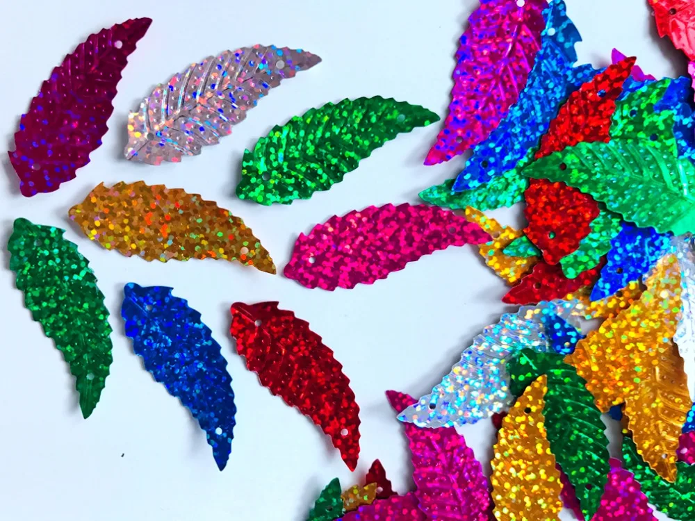 

Mixed colour leaf shape Sew on multi-colored sequins 40*16mm DIY Accessories 200pcs/lot