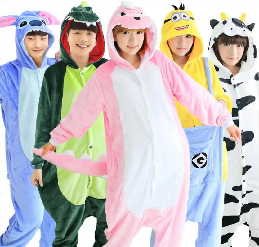 

Flannel Cute Cartoon Animal Pajamas sets Winter Super Soft Flannel Nightie Stitch Pyjamas Sleepwear