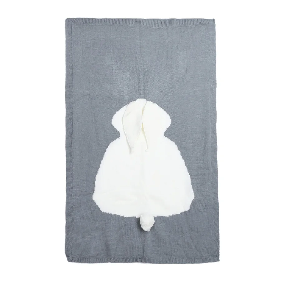 Cartoon Rabbit Baby Blanket Soft Warm Knitting Infant Kids Swaddle Wrap Newborn Baby Bath Towel Winter Stroller Bedding - Цвет: Grey