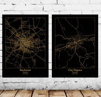 

Bucharest Cluj Napoca Romania Map Poster