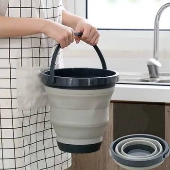 

Portable Silicone Bucket Fishing Folding Bucket Car Wash Outdoor Fishing Supplies Round 1PCS Bathroom Kitchen Camp Bucket 4L/8L