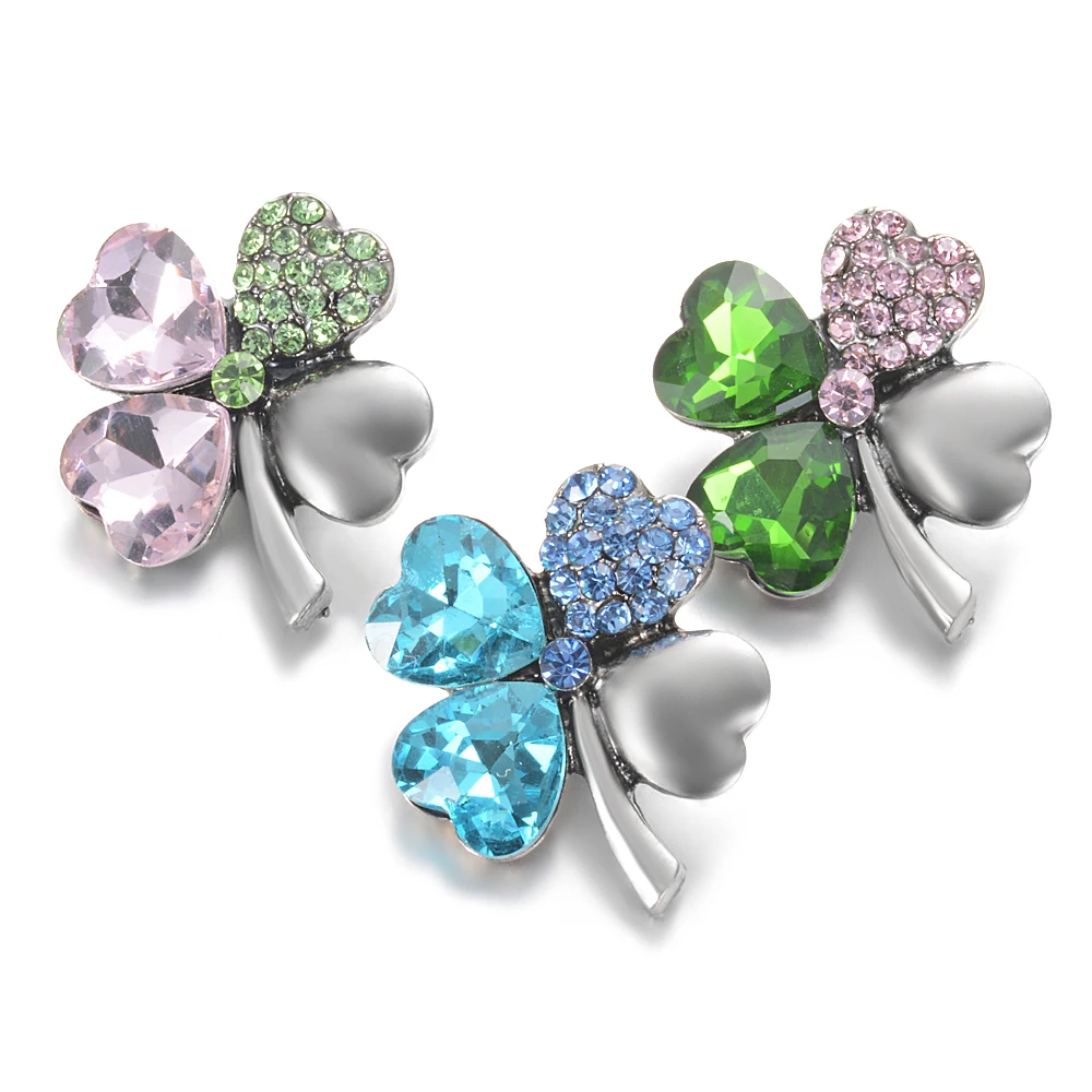 

Four Leaf Clover Gingersnaps Jewelry 3 Colors 18mm Vocheng Snap Charms Interchangeable Jewelry Snap Button Vn-2008