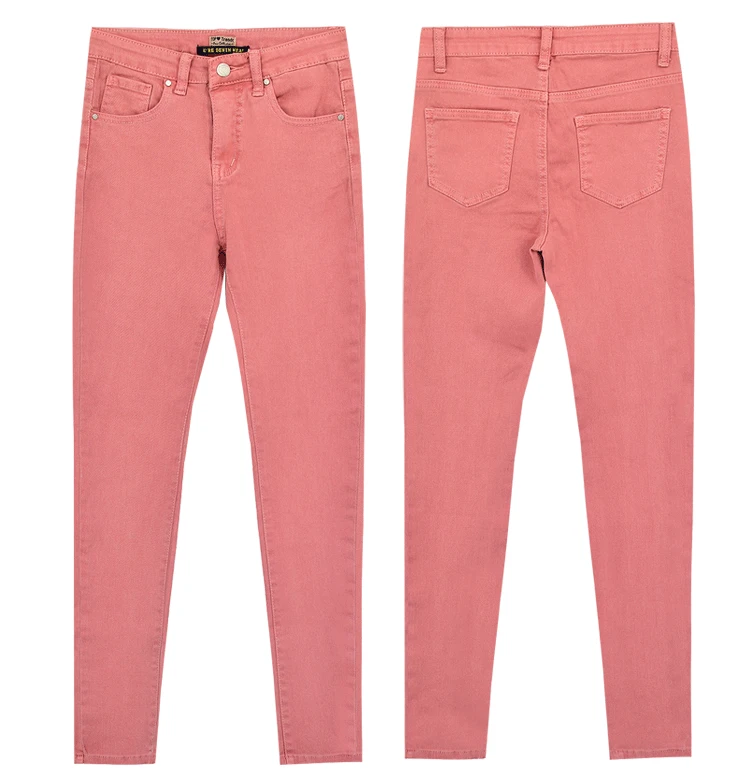 CamKemsey, модные розовые джинсы, женские классические Стрейчевые узкие джинсы с высокой талией для женщин, повседневные брюки размера плюс