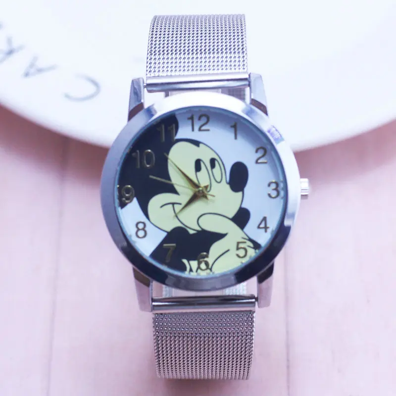 

Hot Mickey women watch stylish stainless steel mesh watch casual quartz watch Girl gift children watch 2 color