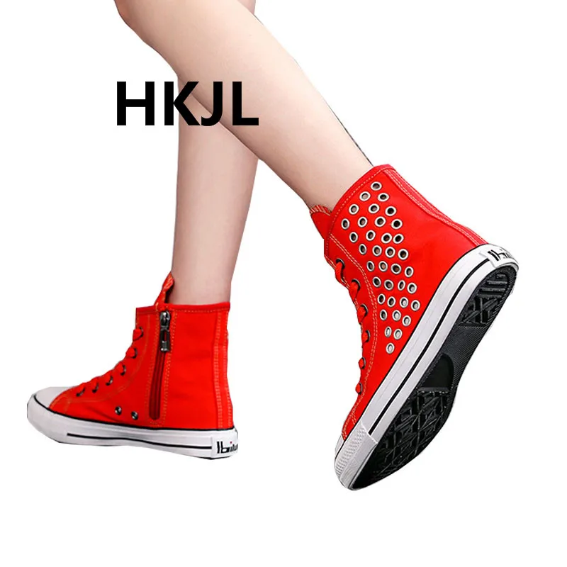 HKJL/Новинка осени 2019 года женская обувь из парусины на молнии в Корейском стиле