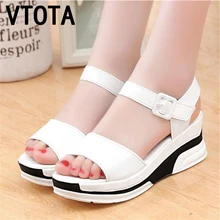 2016 Summer shoes woman Platform Sandals Women Soft Leather Casual Open Toe Gladiator wedges Trifle Mujer Women Shoes Flats X6