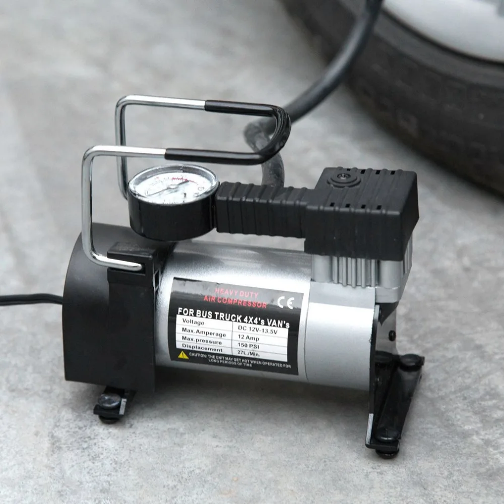 

12V Portable Electric Tire Inflator Pump Single Cylinder Gauge Air Compressor Universal For Car Trucks Tires