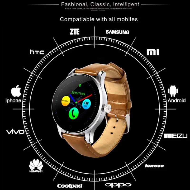 Смарт часы k88h SmartWatch сердечного ритма Мониторы круглый Montre разъем Bluetooth