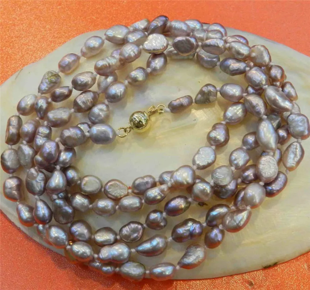 

0001165 LONG 48 INCHES 7-9MM PURPLE AKOYA CULTURED PEARL NECKLACE