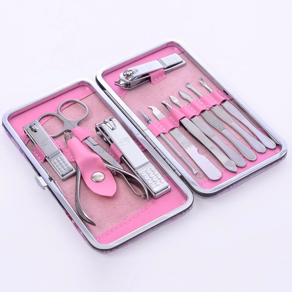 12pcs /set Lady Nail Clippers Set Stainless Steel Nail Trimmer Cutter