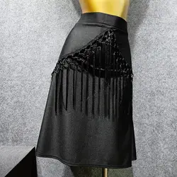 Новая Латинская танцевальная юбка женская черная Vestido Baile Latino Фламенго Танго танцевальная юбка s Rumba/Samba Современная черная латинская юбка