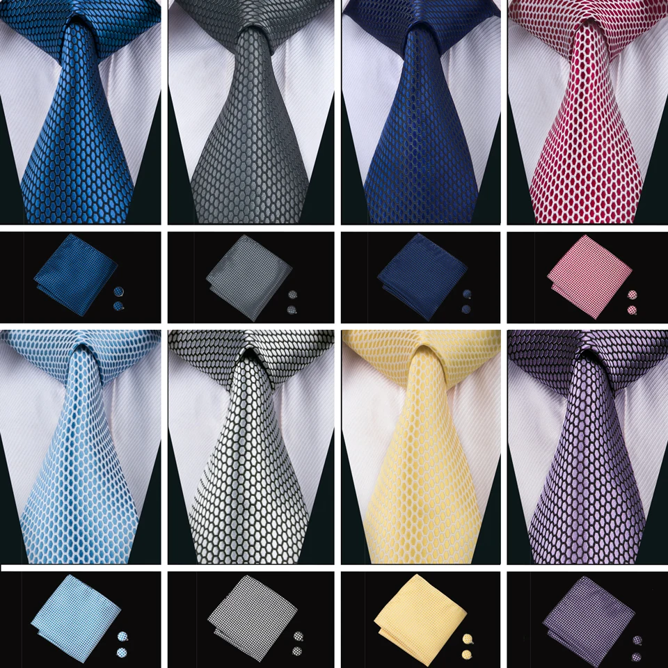 Новое поступление, мужской галстук для мужчин, 16 цветов, набор галстуков, модный, шелк, галстук на шею, Hanky, запонки, набор для свадьбы, вечеринки, бизнеса