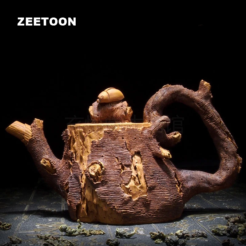 

230cc Authentic Yixing Teapot Master Handmade Ladybug Imitation Wood Pot Vintage Purple Clay Chinese Tea Set Tea Pot Tea Maker