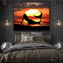 DIY картинки для раскраски по номерам с colorsMermaid смотреть закат картина Рисование по номерам в рамке дома