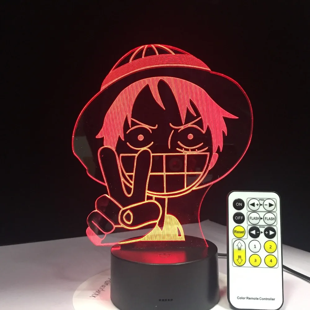 Обезьянка д. Luffy 3D светодиодный сенсорный переключатель ночной Светильник