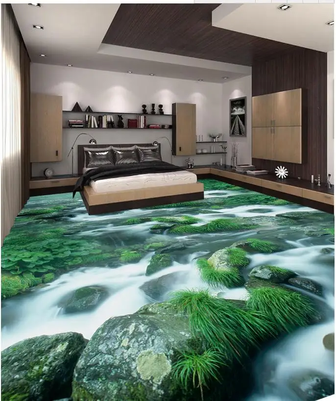 Boden tapete 3d für badezimmer Creek stein 3D pvc boden tapete 3d boden malerei tapete in Boden