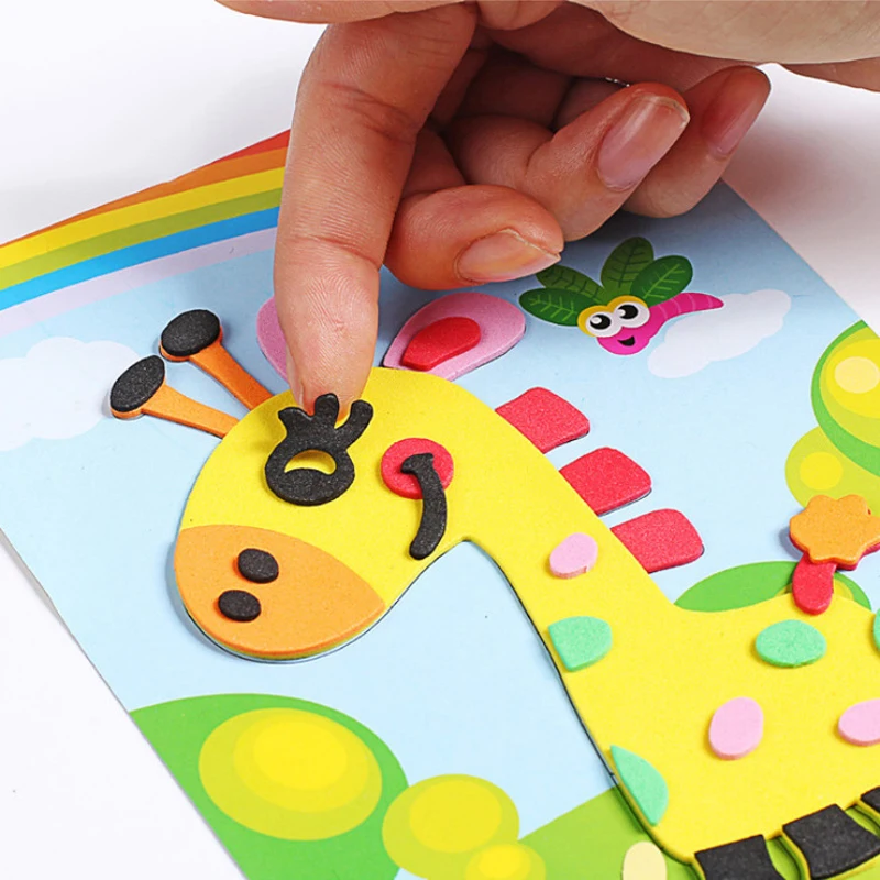 

3D EVA Foam Sticker Puzzle Game DIY Cartoon Animal Learning Education Toys For Children Kids Kindergarten Multi-patterns 18*13CM