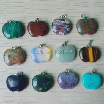 

2016 fashion natural stone apple shape charm pendants for jewelry Accessories making 12pcs/lot Wholesale free shipping