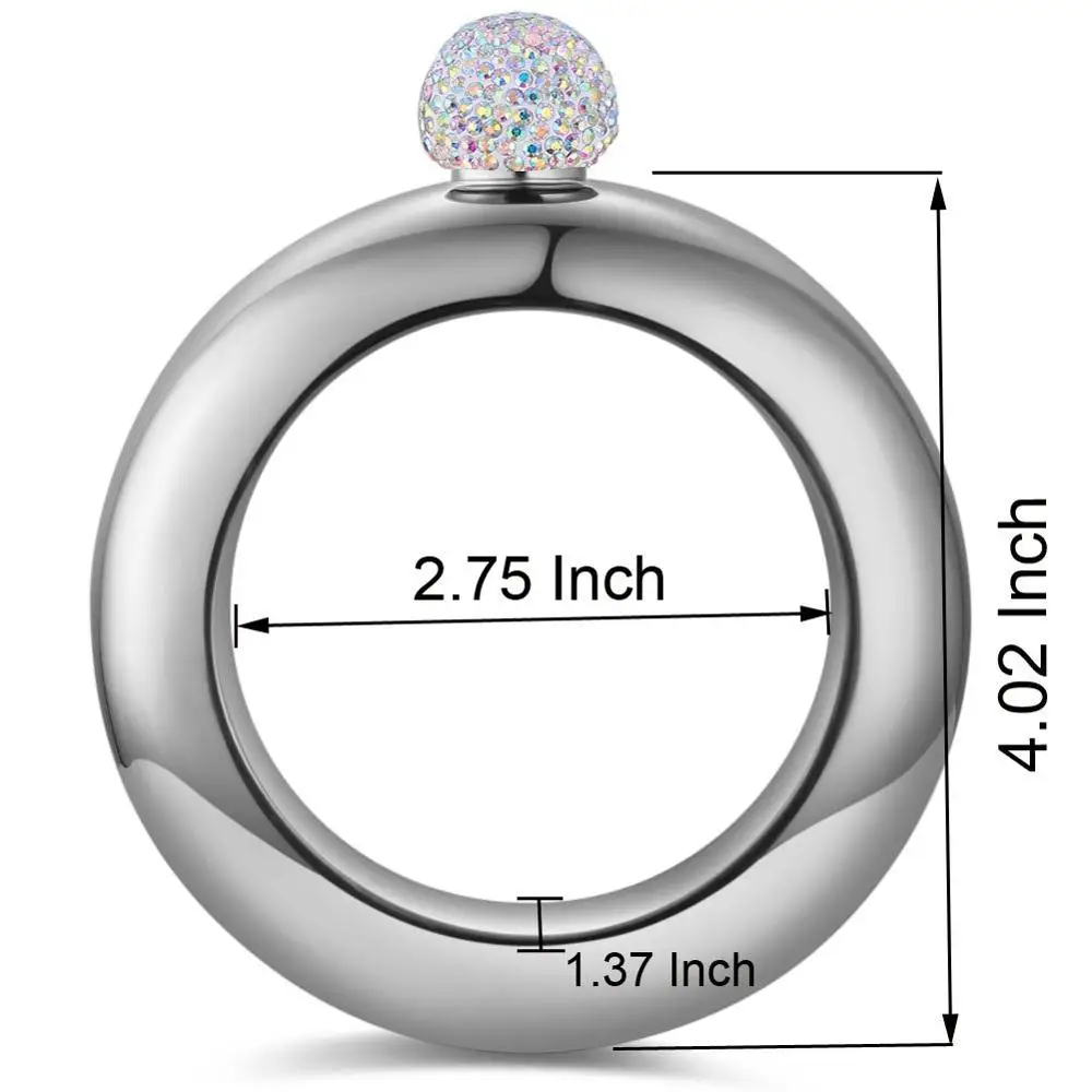Tpusnok 4 браслет oz браслет плоская фляжка с Стразы крышкой 304 Нержавеющая сталь ликера винная фляга с воронкой для Для женщин TPA05