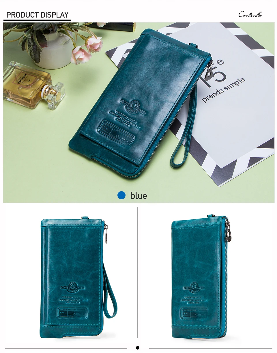 Бумажник Для женщин из натуральной кожи портмоне женские длинные Walet RFID визитница муфта большой емкости сумка с телефон владельца