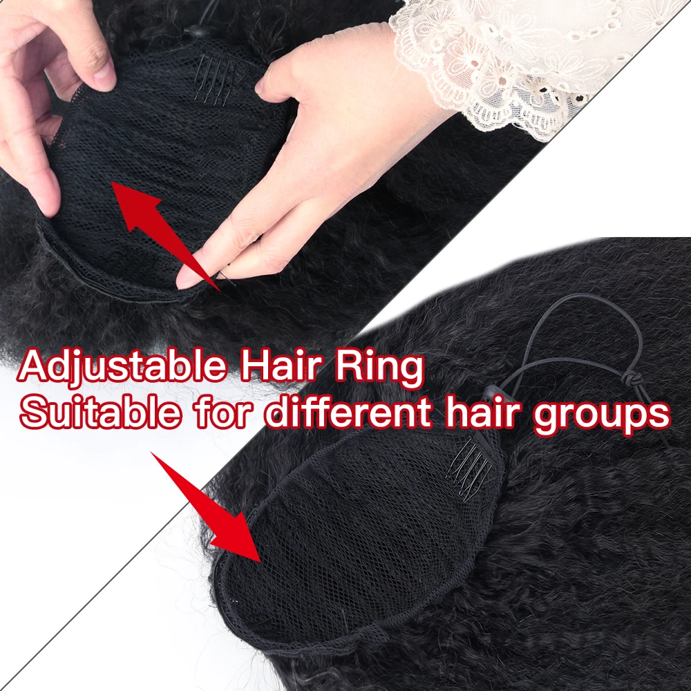 Kinky em Linha Rabo de Cavalo Grampo em Extensões do Cabelo Reta Cabelo Humano Peruano Grosso Yaki Cor Natural Remy Cabelo Salonchat 19 Cheap Rabinhos