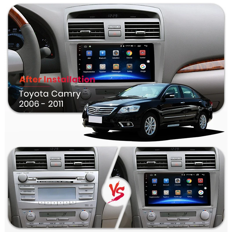 Discount AWESAFE 2 Din 4+64GB Car Radio 9" HD Multimedia Player  GPS Touch Screen Auto audio Car Stereo For Toyota Camry 40 50 2007 2008 1