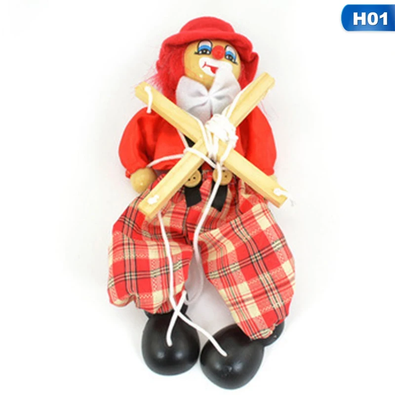 Забавный винтажный цветной кукольный клоун, деревянная марионетка, игрушки ручной работы, кукла для совместного использования, подарки для детей - Цвет: 1