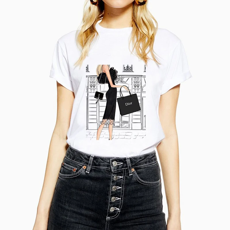 

FIXSYS Fashion Women T Shirt Summer Ladies T Shirt Cotton O-Neck Tops Tee Print Casual Short Sleeve Harajuku Women's T-Shirt