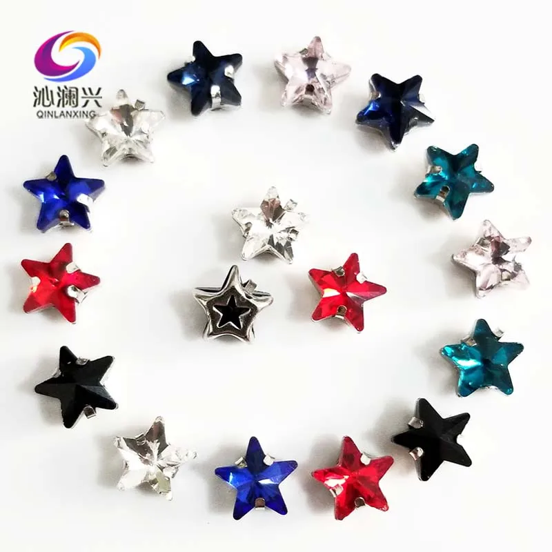 

Free shipping 10mm 20pcs/pack five-pointed star shape Superior quality Crystal glass flatback sew on claw rhinestones