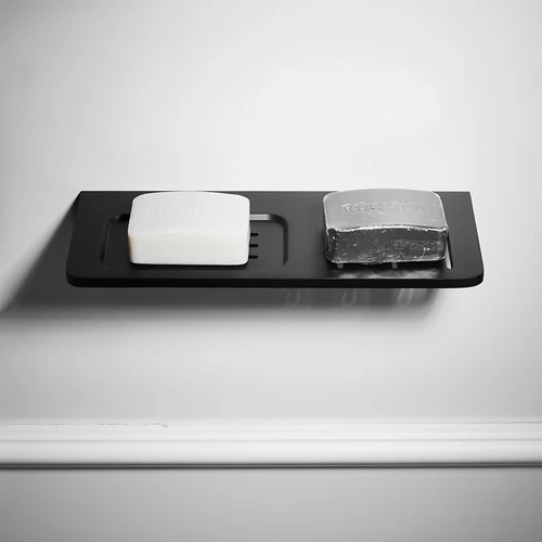 Черные однотонные ванная комната полка с полотенца бар двойной туалет бумага держатель для зубной щетки Accessoreis набор Appendiabiti - Цвет: soap dish shelf