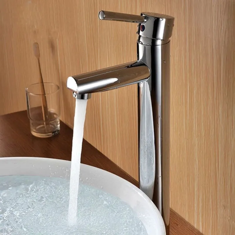 Sanitary Ware Hot And Cold Wash Basin Faucet Bathroom Brass High Basin